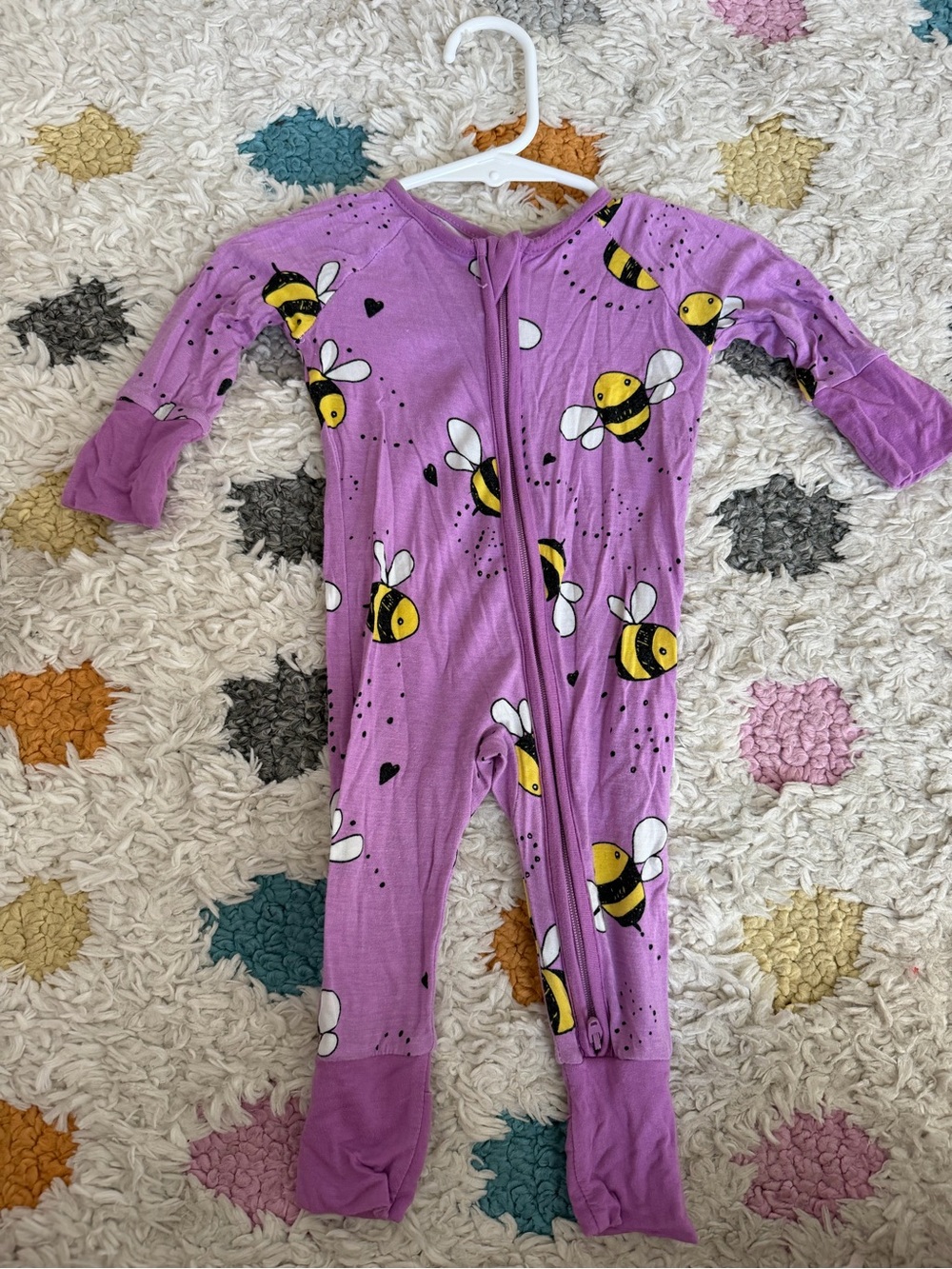 Little Sleepies Purple bees zip up pajamas size newborn